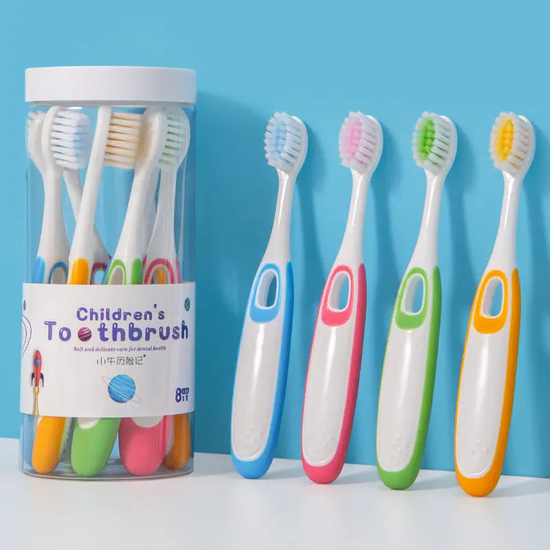 8 PCS Children's Toothbrush Soft Bristle Advanced Toothbrush Household Supplies Daily Necessities Convenient Barrel Packaging