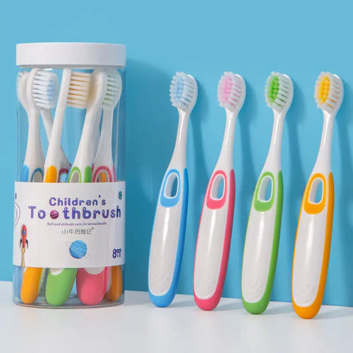 8 PCS Children's Toothbrush Soft Bristle Advanced Toothbrush Household Supplies Daily Necessities Convenient Barrel Packaging