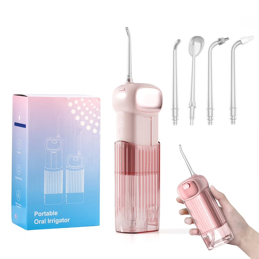 Mini Portable Water Flosser Cordless Oral Irrigator USB Rechargeable Water Jet Floss Tooth Pick 4 Jet Tip 3 Modes Teeth Clean