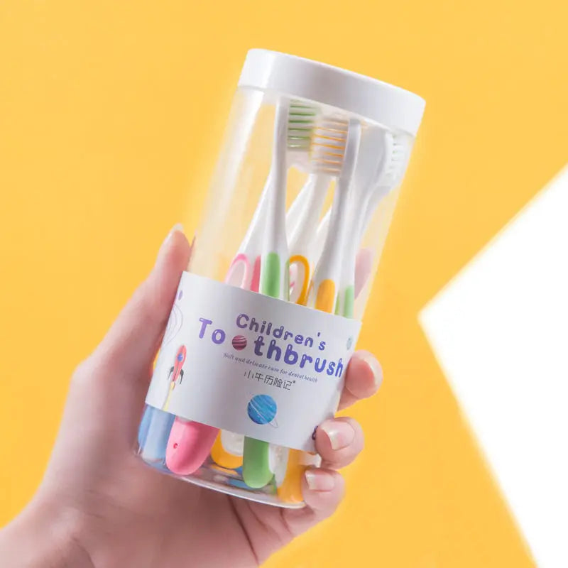 8 PCS Children's Toothbrush Soft Bristle Advanced Toothbrush Household Supplies Daily Necessities Convenient Barrel Packaging